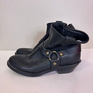 Double H Women's Black Leather Harness Short Western Boots Size 7.5